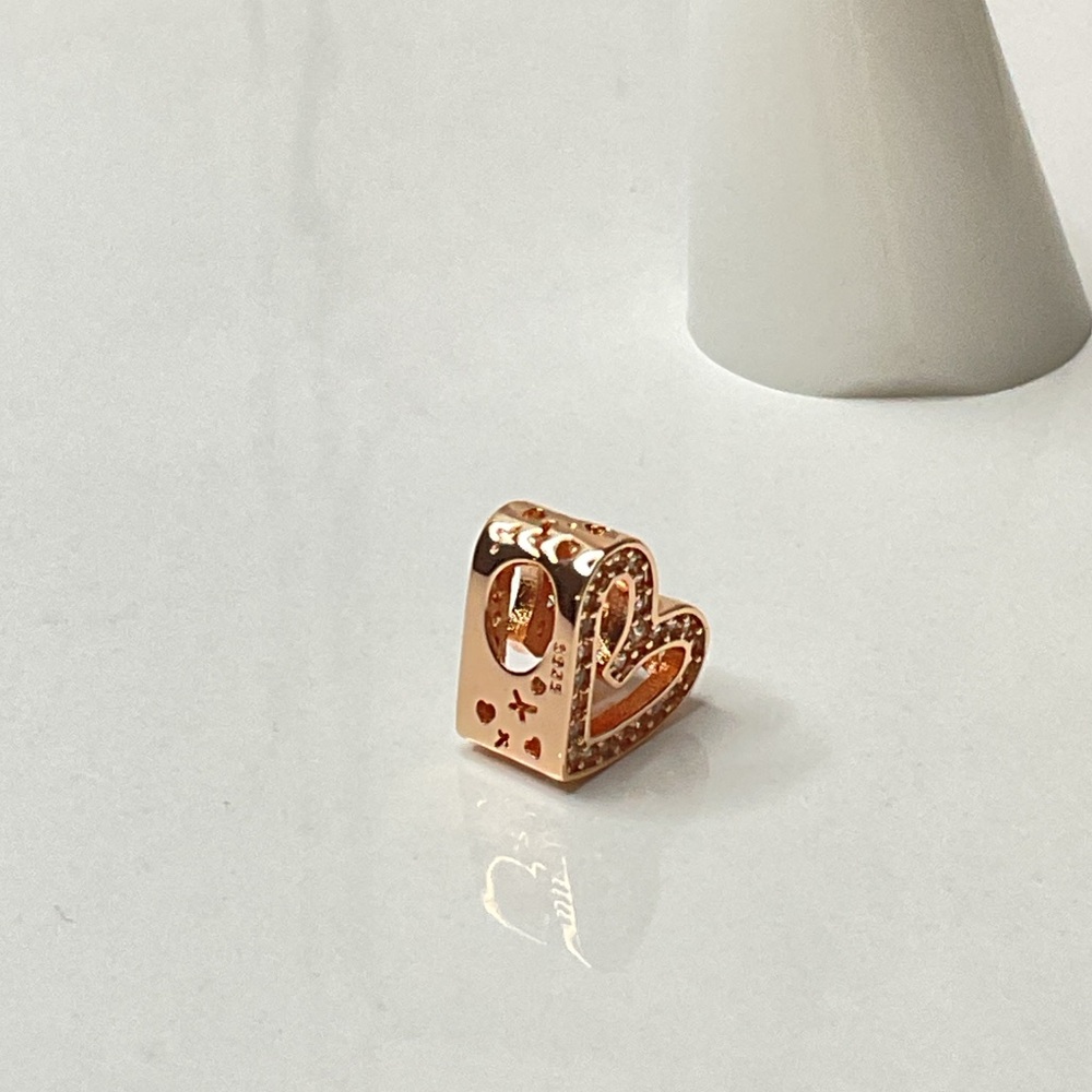 🐘🐘 14K Rose Gold Plated Sterling Silver Freehand Heart Charm - Picture 10 of 12
